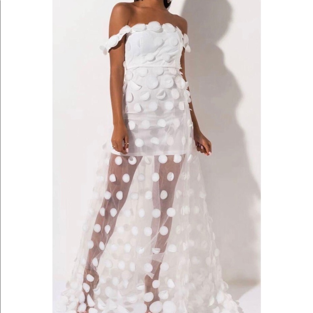 White polka dotted dress